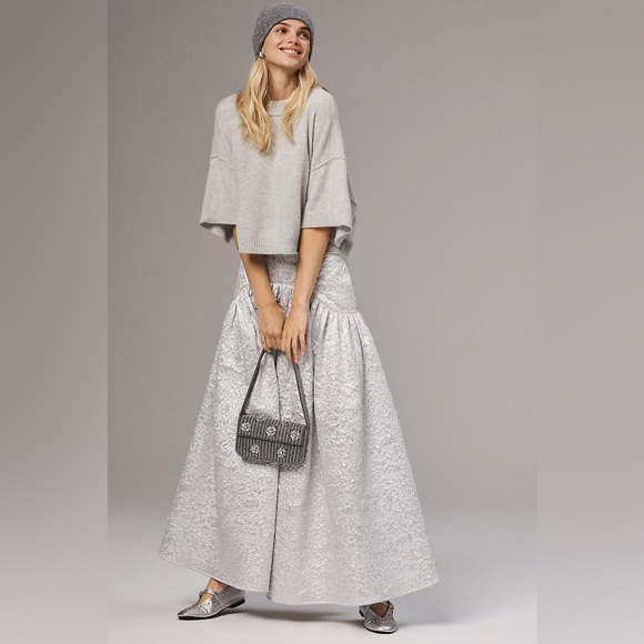 The Goldie Crew-Neck Cashmere Sweater By Anthropologie Small EUC grey $138 - Picture 1 of 9